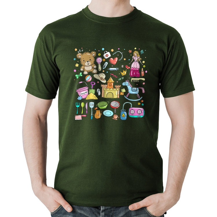 Camiseta Algodão Brinquedos - Musgo