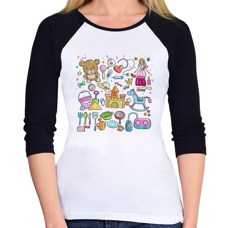 Baby Look Raglan Brinquedos Manga 3/4
