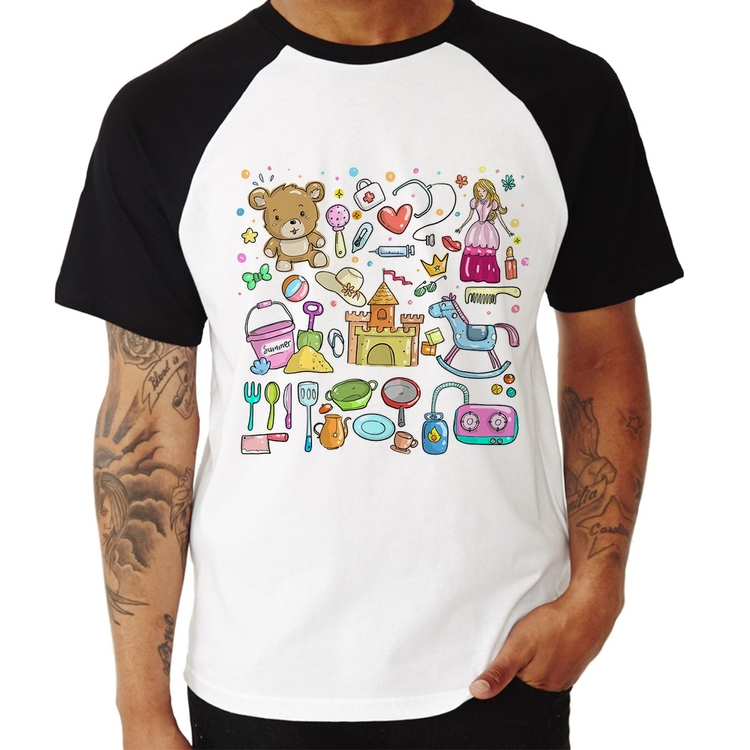 Camiseta Raglan Brinquedos