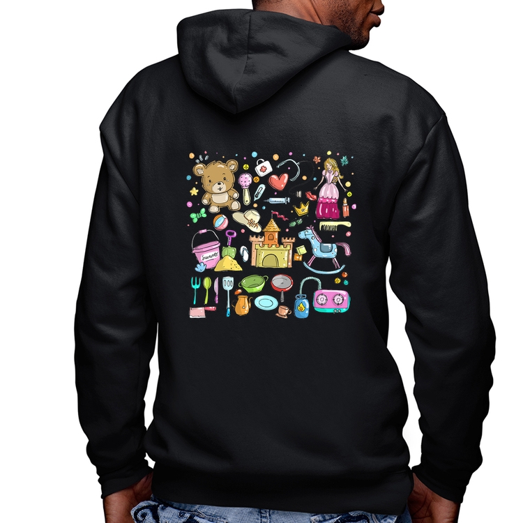Blusa Moletom Brinquedos Masculina com Capuz e Zíper