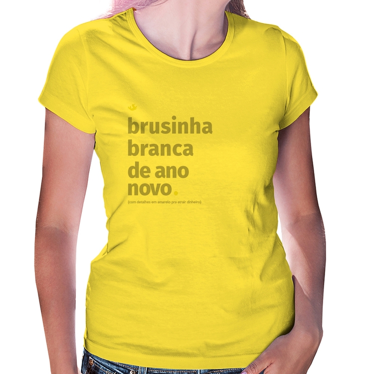 Baby Look Brusinha branca de ano novo - Amarela