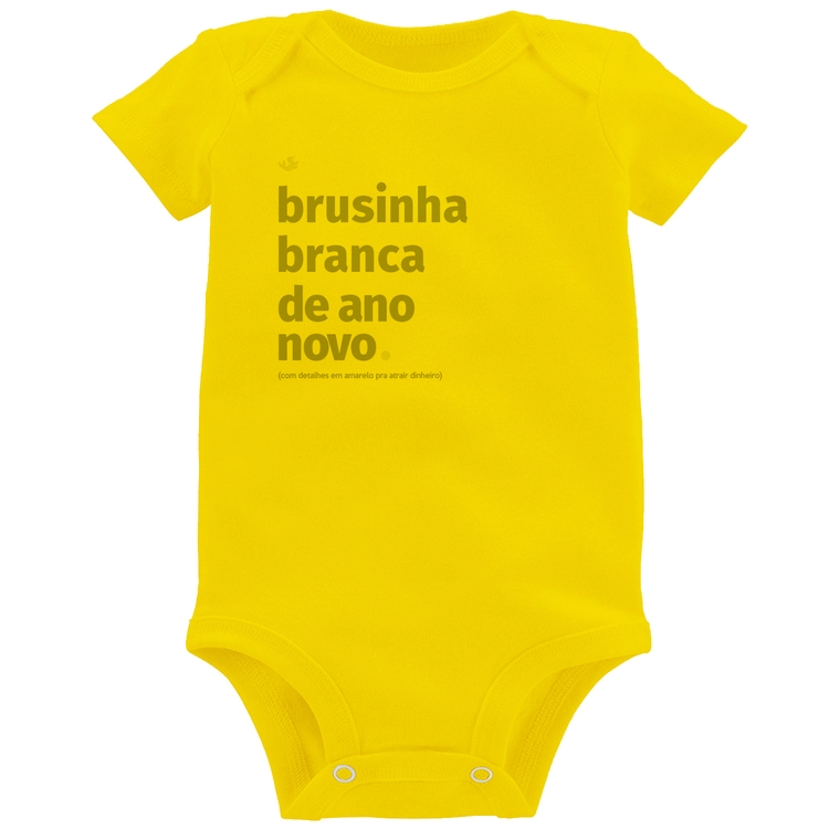 Body Bebê Brusinha branca de ano novo - Amarelo