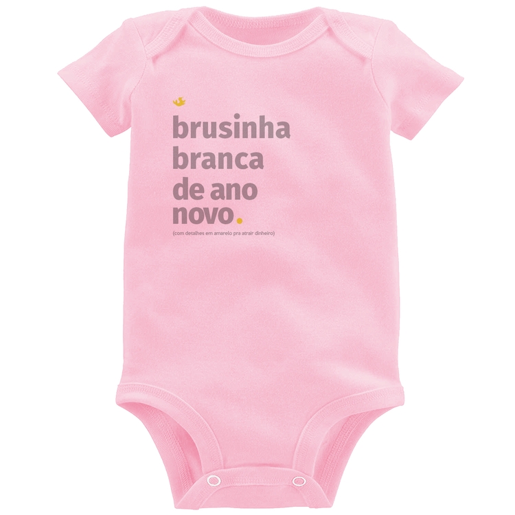 Body Bebê Brusinha branca de ano novo - Rosa Bebê