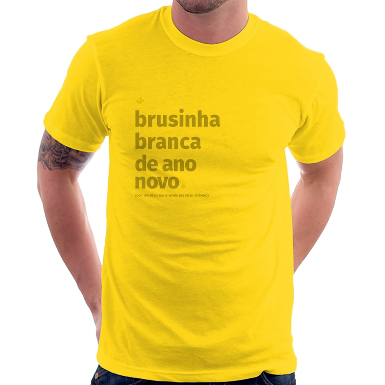 Camiseta Brusinha branca de ano novo - Amarela