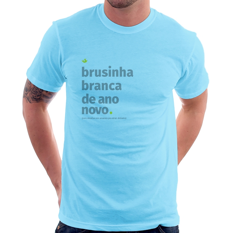 Camiseta Brusinha branca de ano novo - Azul Bebê