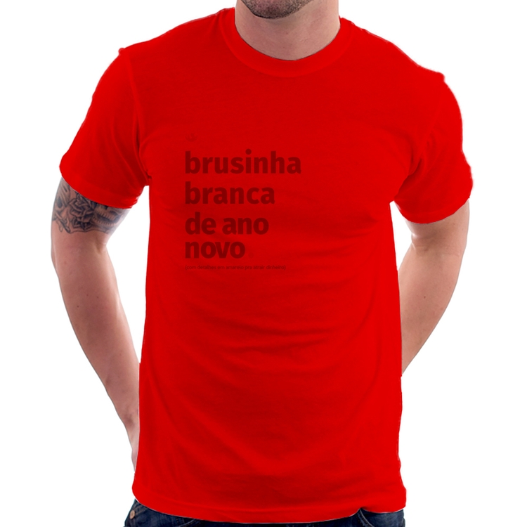 Camiseta Brusinha branca de ano novo - Vermelha