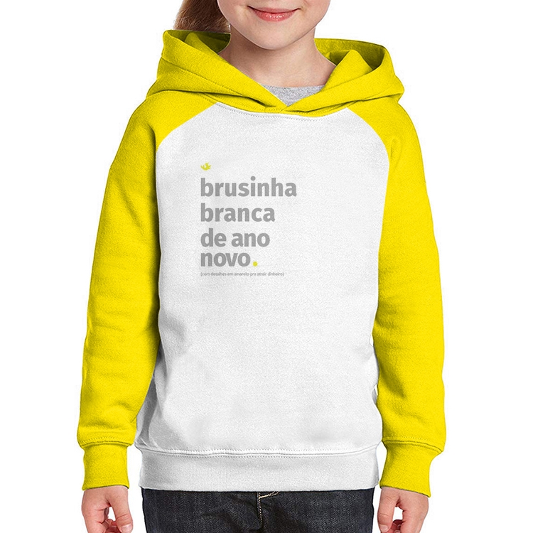 Moletom Infantil Brusinha branca de ano novo - Branco/Amarelo