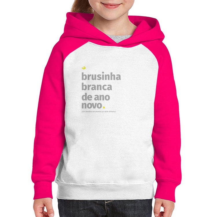 Moletom Infantil Brusinha branca de ano novo - Branco/Rosa