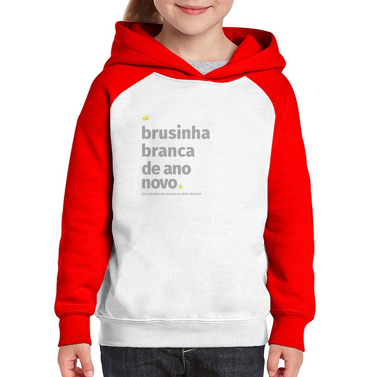 Moletom Infantil Brusinha branca de ano novo - Branco/Vermelho