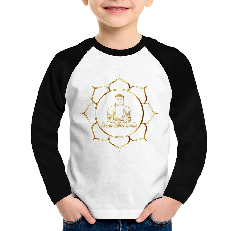 Camiseta Raglan Infantil Buda Manga Longa