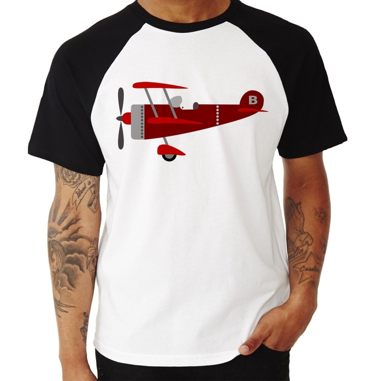 Camiseta Raglan Avião Biplano