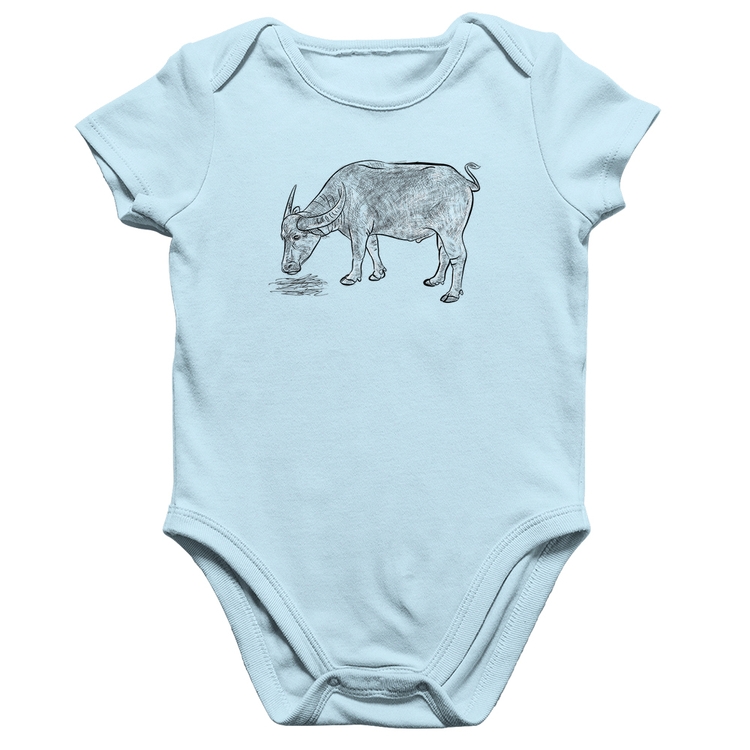 Body Bebê Algodão Búfalo - Azul Bebê