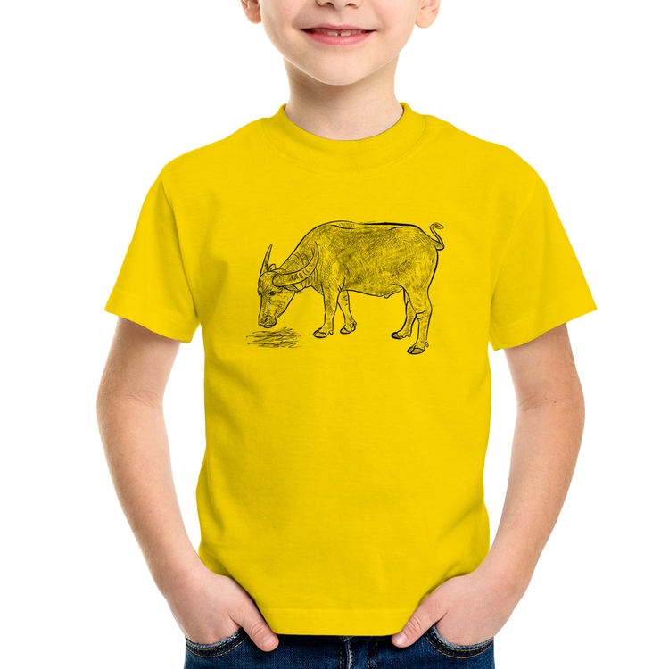 Camiseta Infantil Búfalo - Amarela