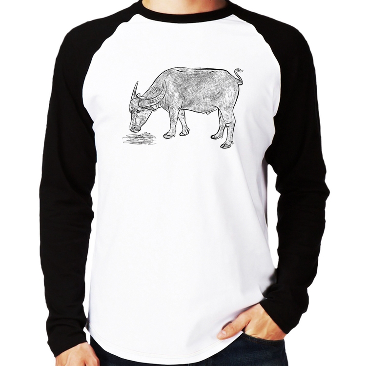 Camiseta Raglan Búfalo Manga Longa