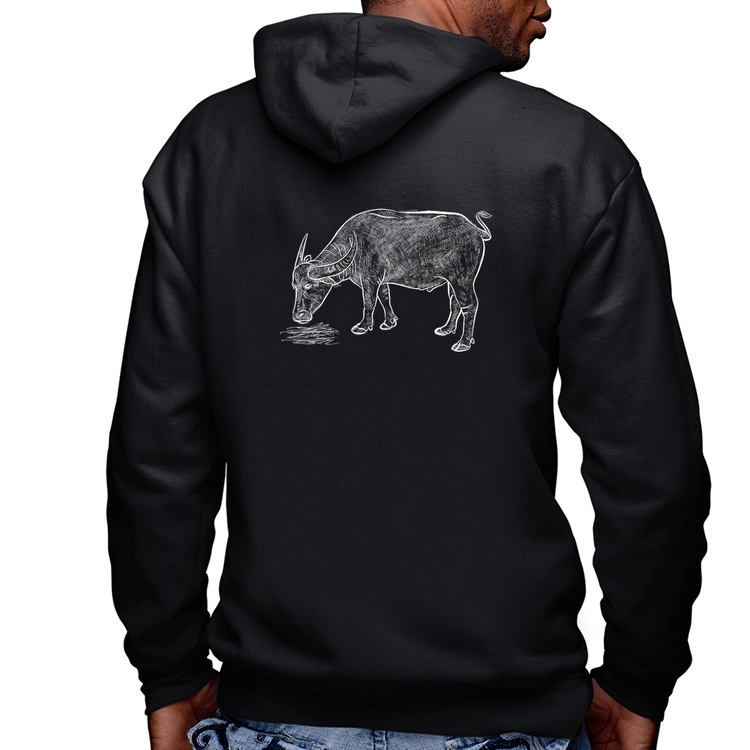 Blusa Moletom Búfalo Masculina com Capuz e Zíper