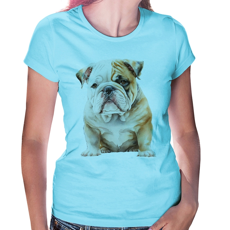 Baby Look Bulldog-Inglês - Azul Bebê