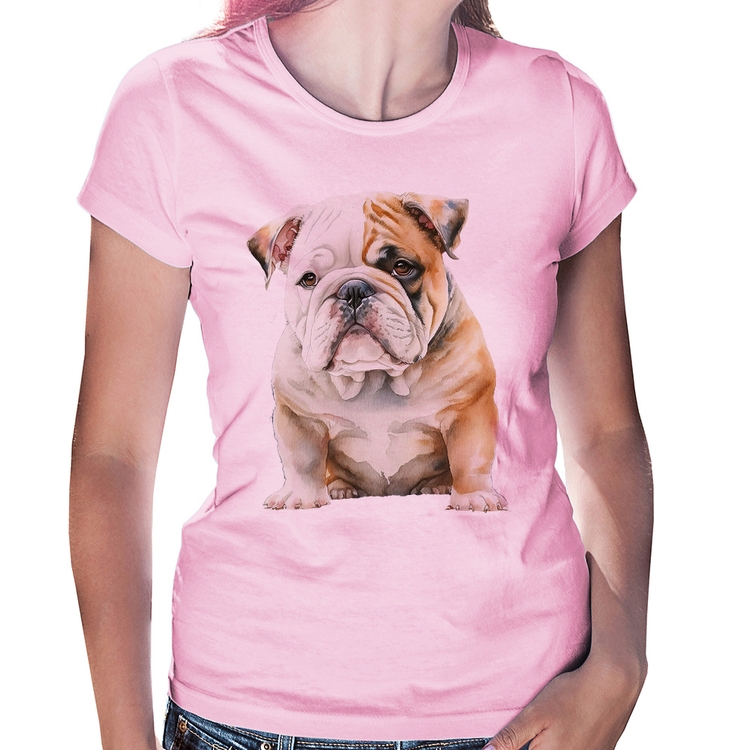 Baby Look Bulldog-Inglês - Rosa Bebê