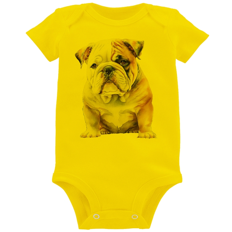 Body Bebê Bulldog-Inglês - Amarelo
