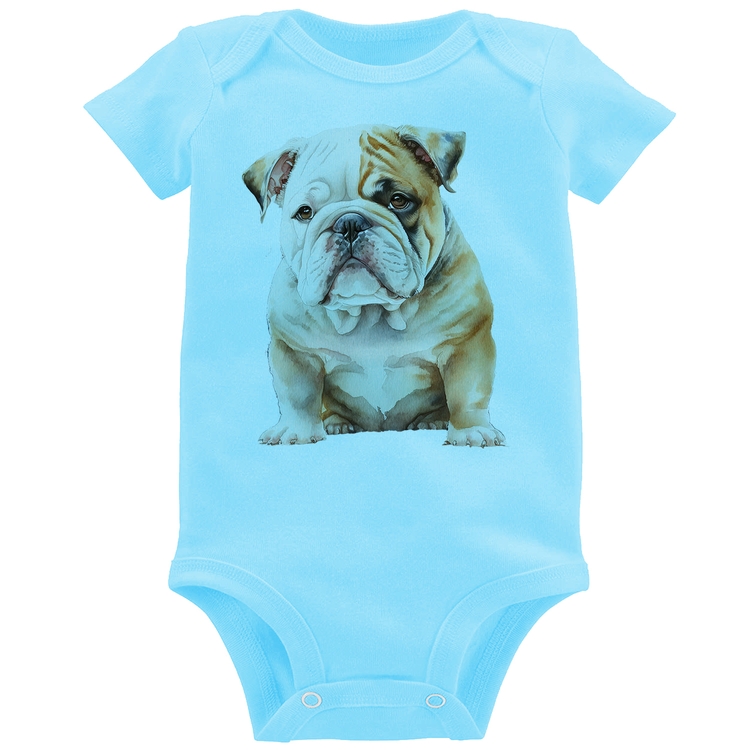 Body Bebê Bulldog-Inglês - Azul Bebê