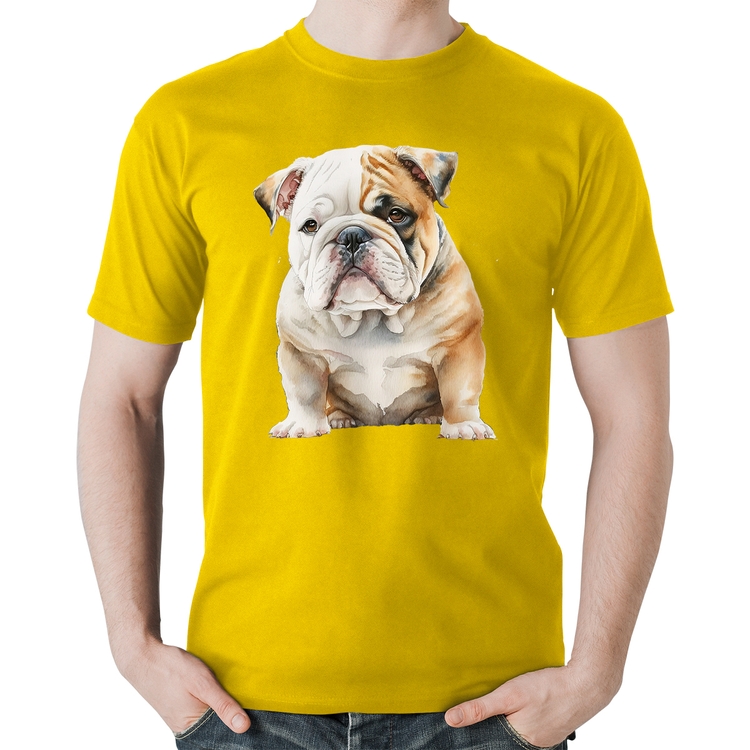 Camiseta Algodão Bulldog-Inglês - Amarela