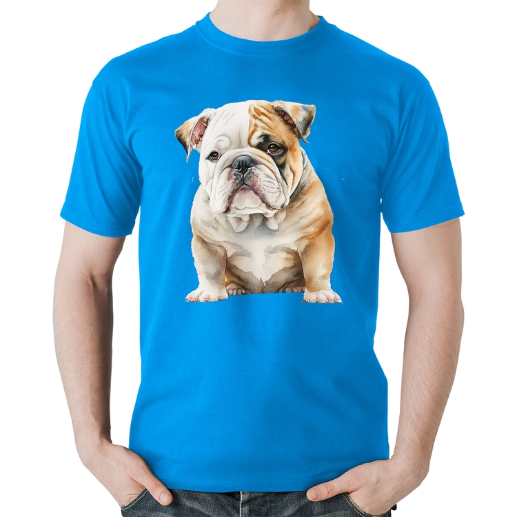Camiseta Algodão Bulldog-Inglês - Azul