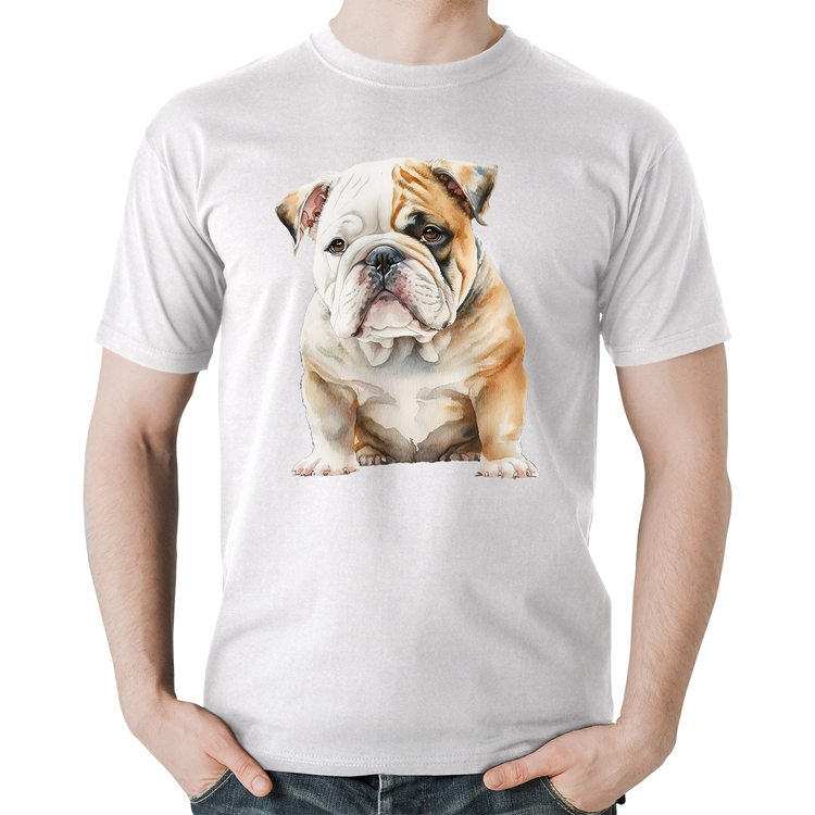 Camiseta Algodão Bulldog-Inglês - Branca
