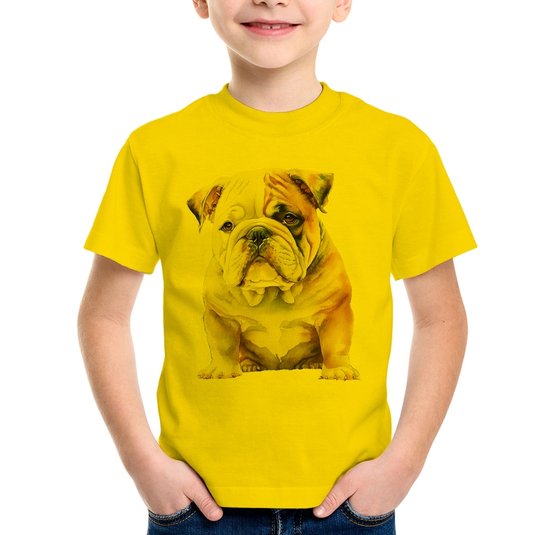 Camiseta Infantil Bulldog-Inglês - Amarela