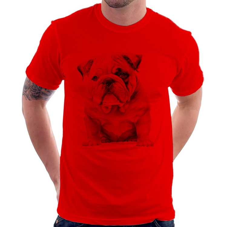 Camiseta Bulldog-Inglês - Vermelha