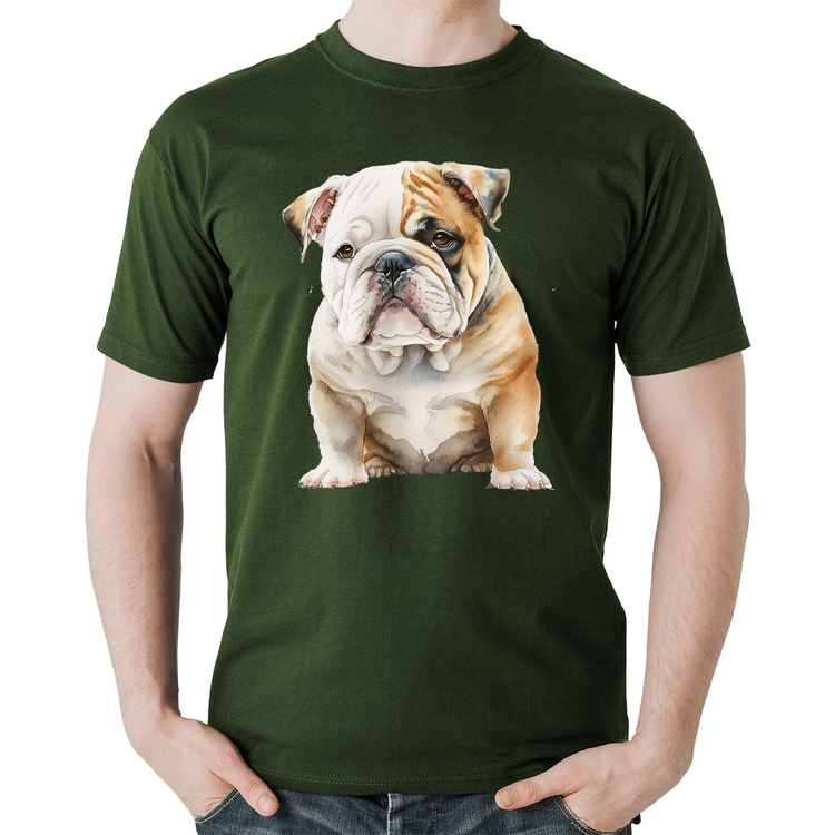 Camiseta Algodão Bulldog-Inglês - Musgo
