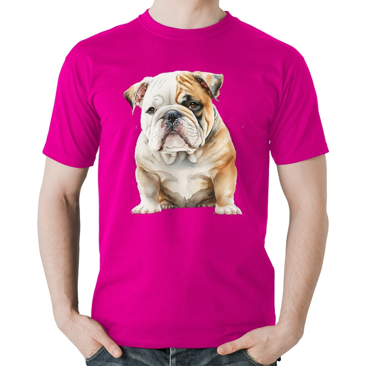Camiseta Algodão Bulldog-Inglês - Rosa