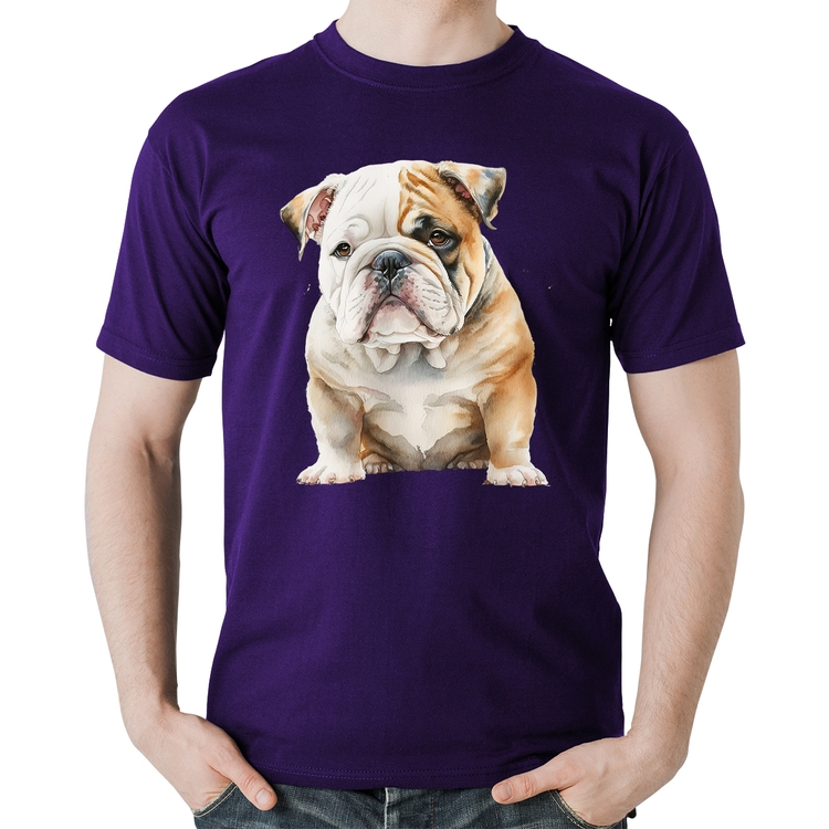 Camiseta Algodão Bulldog-Inglês - Roxa