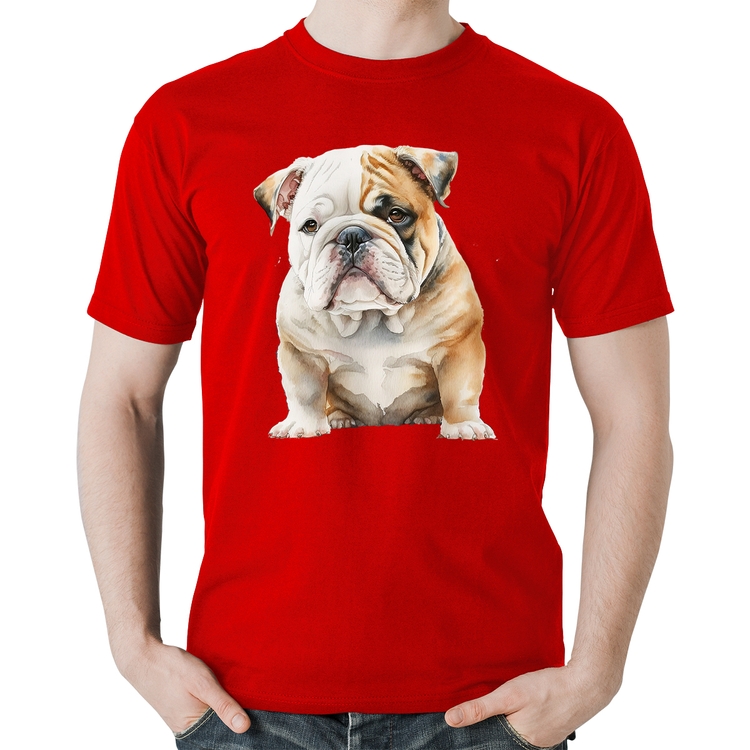 Camiseta Algodão Bulldog-Inglês - Vermelha