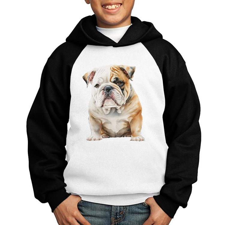 Moletom Infantil Bulldog-Inglês - Branco/Preto