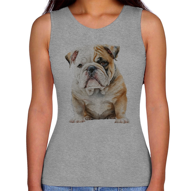 Regata Feminina Bulldog-Inglês - Cinza