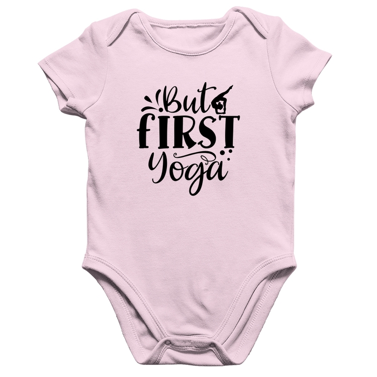 Body Bebê Algodão But First Yoga - Rosa Bebê