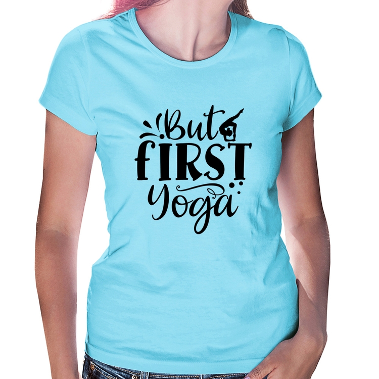 Baby Look But First Yoga - Azul Bebê