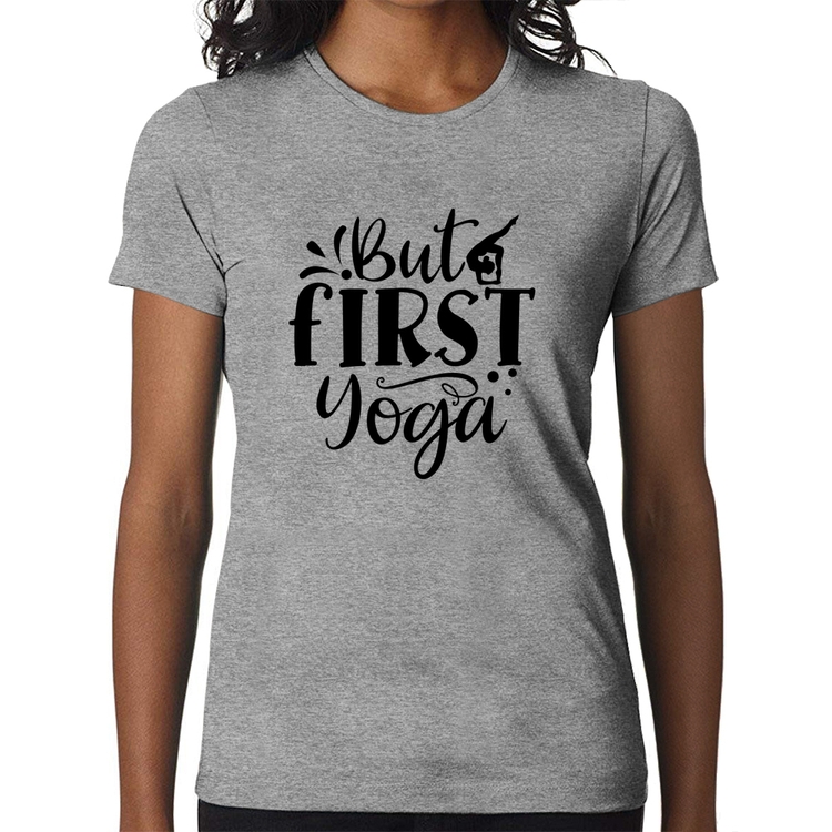 Baby Look But First Yoga - Cinza