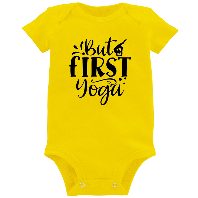 Body Bebê But First Yoga - Amarelo