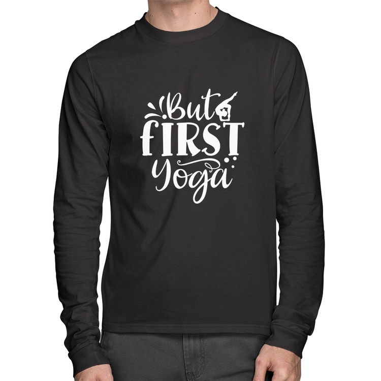 Camiseta Algodão But First Yoga Manga Longa