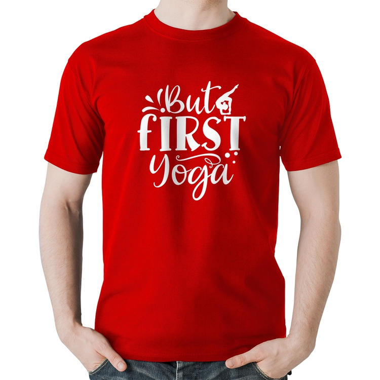 Camiseta Algodão But First Yoga - Vermelha