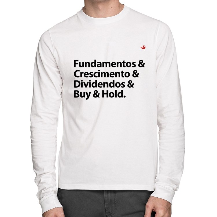 Camiseta Algodão Buy & Hold Manga Longa - Branca