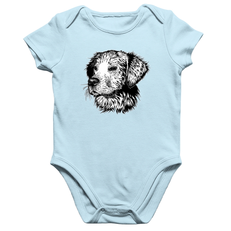 Body Bebê Algodão Cãozinho - Azul Bebê