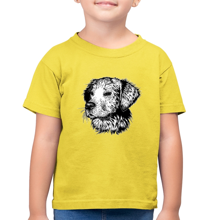 Camiseta Algodão Infantil Cãozinho - Amarelo Canário