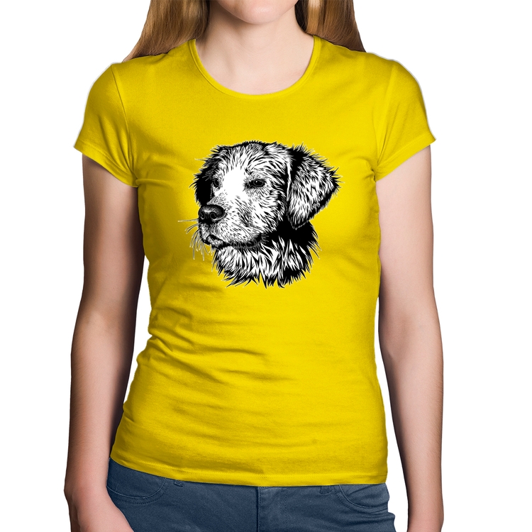 Baby Look Algodão Cãozinho - Amarela