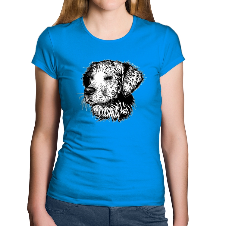 Baby Look Algodão Cãozinho - Azul