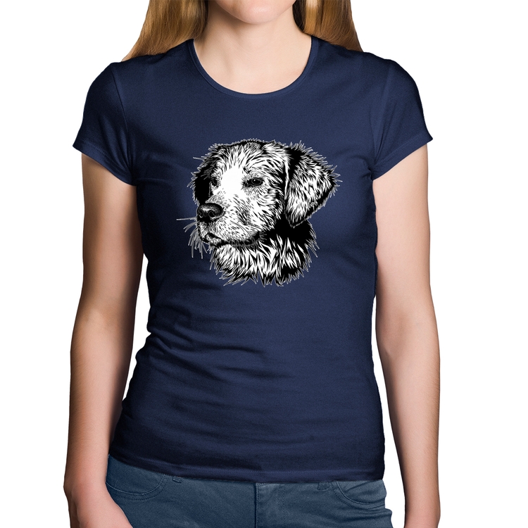 Baby Look Algodão Cãozinho - Marinho