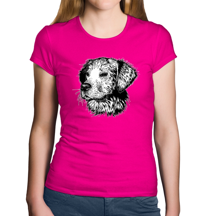 Baby Look Algodão Cãozinho - Rosa