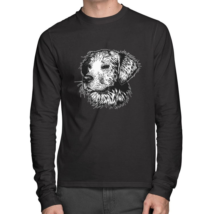 Camiseta Algodão Cãozinho Manga Longa