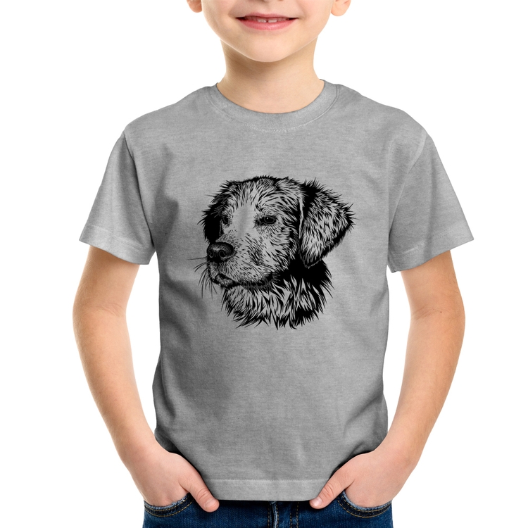 Camiseta Infantil Cãozinho - Cinza