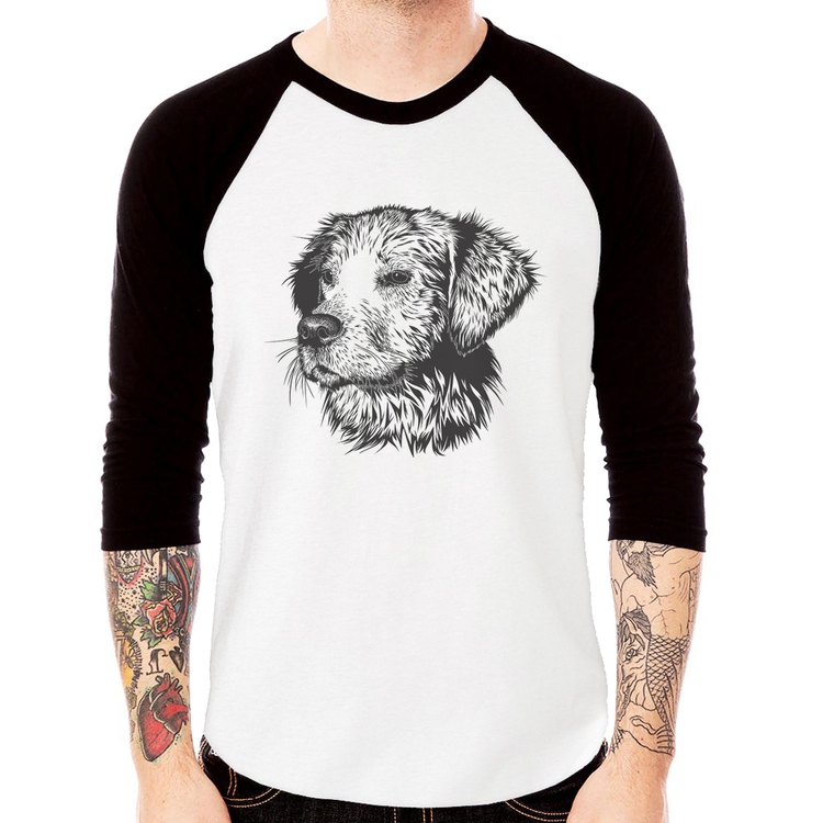 Camiseta Raglan Cãozinho Manga 3/4
